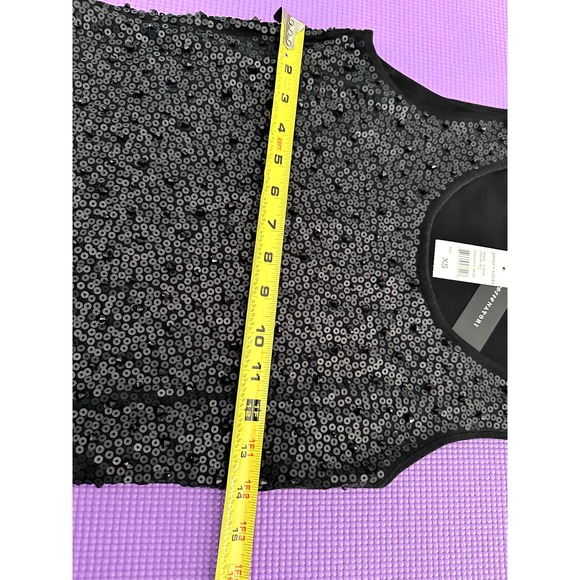 Josie Natori Silk Top Black Sequins XS Silk & Cotton sleeveless round neck NEW - Picture 3 of 6